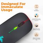 Coconut WM12 Rechargeable Wireless Mouse with RGB LED Backlit Silent Click (Black Color) 1600 DPI Ergonomic Mouse for Laptop pc Computer Gaming & Work