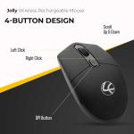 Lapcare Jolly LMW-111 Wireless Rechargeable Mouse with 4 Durable Keys and DPI Upto 1600 (Black) (LKWELB6927)- Ergonomic Shape, 3 Year Manufacturer Warranty