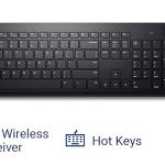 Dell KM3322W Wireless USB Keyboard and Mouse Combo, Anti-Fade & Spill-Resistant Keys, up to 36 Month Battery Life, 3Y Advance Exchange Warranty - Black