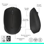 Logitech M170 2. 4GHz Wireless 3-Button Optical Scroll Mouse w/Nano USB Receiver (Black)