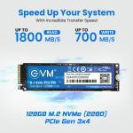 EVM M.2 NVMe Internal SSD (2280) - 1800MB/s Read - PCIe Interface Gen 3x4-4X Faster Than SATA SSD- 5 Year Warranty, (EVMNV/128GB)
