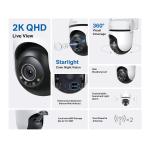Tapo TP-Link C520WS 2K QHD 4MP Outdoor Pan/Tilt Security Smart Wi-Fi Camera,IP66 Weatherproof, AI Detection,360° Visual Coverage,Starlight Colour Night Vision