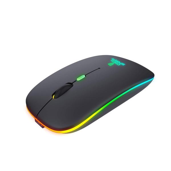 Coconut WM12 Rechargeable Wireless Mouse with RGB LED Backlit Silent Click (Black Color) 1600 DPI Ergonomic Mouse for Laptop pc Computer Gaming & Work