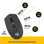 Lapcare Jolly LMW-111 Wireless Rechargeable Mouse with 4 Durable Keys and DPI Upto 1600 (Black) (LKWELB6927)- Ergonomic Shape, 3 Year Manufacturer Warranty