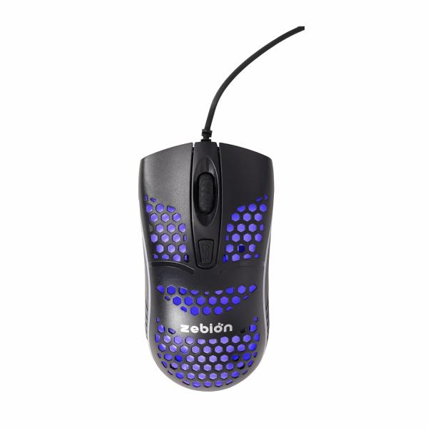 Zebion Jazzy Wired Gaming Mouse with Honeycomb Design, RGB Led Lights, Adjustable DPI 800/1000/1800, Lightweight and Ergonomic Design with Comfortable Feel, 1 Year Warranty, Black Color