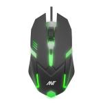 Ant GM46 Wired Optical Gaming Mouse | 2400 DPI Sensor | 4 Durable Buttons | Multicolour Backlight | 1.5M Cable | Lightweight Design | Compatible with Windows, Mac & Linux_ Black