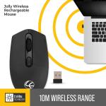 Lapcare Jolly LMW-111 Wireless Rechargeable Mouse with 4 Durable Keys and DPI Upto 1600 (Black) (LKWELB6927)- Ergonomic Shape, 3 Year Manufacturer Warranty